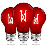 LUXRITE A19 Edison LED Red Light Bulbs, 4.5W (60W Equivalent), Colored Glass Filament, UL Listed, E26 Standard Base, Indoor Outdoor, Porch, Decoration, Party, Holiday, Event, Home Lighting (3 Pack)