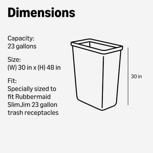Image of Amazon Basics 23G SlimJim Rubbermaid - 23 Gallon - 150 Count - 1.1 Mil - Black (Previously AmazonCommercial)