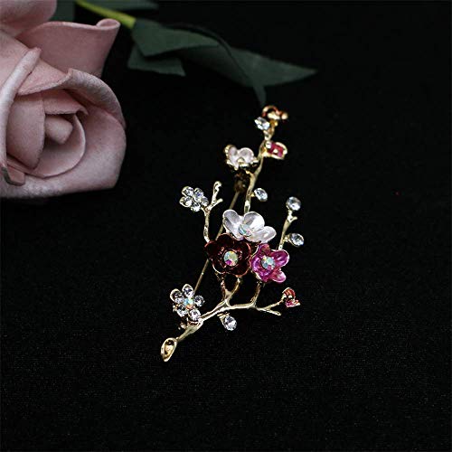 Image of Crystal Pearl Flower Brooches Pins Fashion Beautiful Created Rhinestone Floral Brooch Good Idea for Party Dance Wedding Banquet for Elegant Women Girl