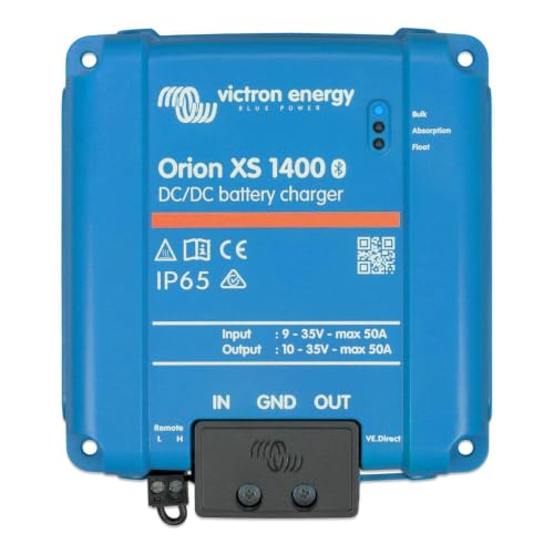 Image of Victron Energy Orion XS 1400 DC-DC Battery Charger 12 /24V 50A - | 1400W Output, 98.5% Efficiency, Bluetooth Monitoring, Adaptive 4-Stage Charging, IP65 Rated for Dual Battery Systems