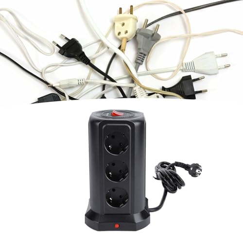 Regleta de torre vertical de ABS compacta con interruptor protector 3