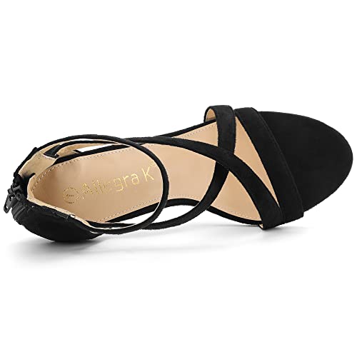 Allegra K Allegra K Women's Zipper Ankle Strap Stiletto Black Heel Sandals 6 M US