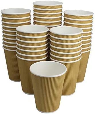 25 X 16oz Disposable Kraft Paper Cups | Triple Layer Paper Cups for Hot & Cold Drinks | Camping Cups | Tea Cups | Coffee Cup | Dessert Cups | Takeaway Coffee Cups (25)