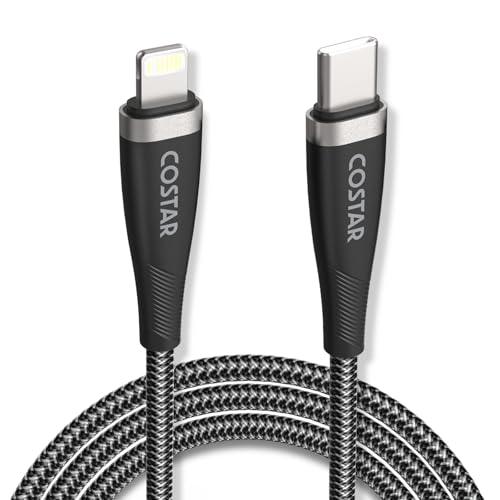 Image of COSTAR Type C To 8 Pin 30W Fast Charging Nylon Braided USB Cable C Cable For iPhone 14,14 Pro,14 Pro Max, iPhone 13 Series,12,12 Pro,11,11 Pro Max iPhone 12 Mini, X, 8 (Black 1.5m)