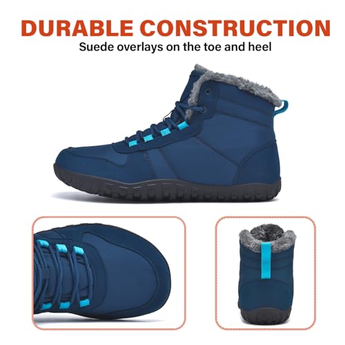 Image of Snow Boots for Men Insulated Winter Barefoot Shoes Minimalist Wide Toe Box Shoes Drop Zero Fur Lined Cold Weather Non Slip Lightweight botas de invierno para hombre