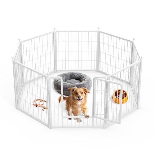 Simple Deluxe Corralito para perros, valla de 8 paneles de 24 pulgadas de altura con revestimiento antioxidante, corral plegable portátil de metal pesado para perros pequeños/medianos, caravana,