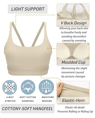 Image of RUNNING GIRL Sports Bras for Women,Light Impact Molded Cup Strap Sports Bra with Sewn in Pads,Best for A-C Cup