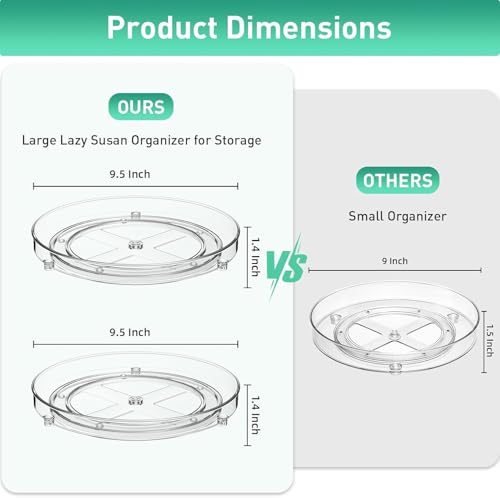 Image of Transparent Rotating Rack - 360 Turntable Organizer Tray for Kitchen, Pantry, Bathroom, Makeup & Fridge | Clear Lazy Susan for Spices, Condiments & Skincare Storage (U-2)