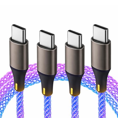 2 Câbles USB C vers USB C Lumineux RGB 100W PD 1M, Câble LED pour Chargement Rapide et Transfert de Données, Compatible pour iPhone 15/16, pour Samsung...