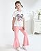 CARETOO Cute Outfits For Girls 5-6 Beige t-Shirt + Pink Pants Preppy Clothes For Girls
