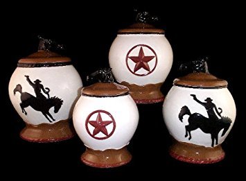 4PC CANISTER SET COWBOY,WESTERN DECOR