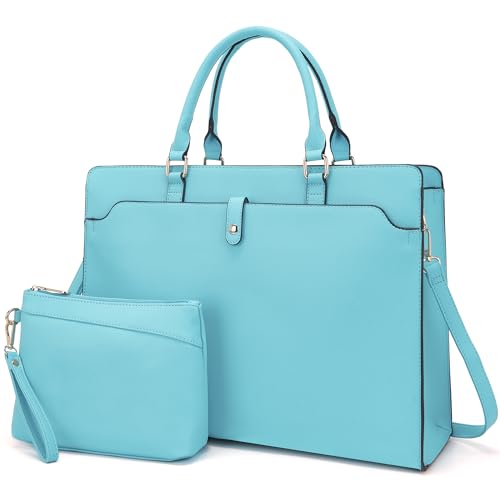 YZAOLL 15.6" Vegan Leather Laptop Bag for Women Lightweight Water-Resistant Work Tote & Briefcase for Travel,College,Office