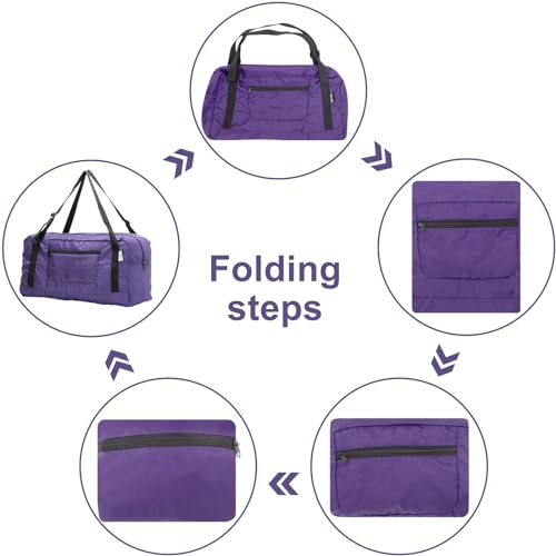 Image of HOLYLUCK Foldable Travel Duffel Bag for Women & Men Luggage Great for Gym (Purple)