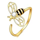KECHO Anillo abierto ajustable de oro de 14 quilates, joyería de regalo para mujer #7