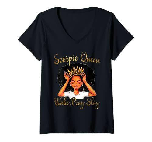 Mujer Scorpio Queens Nacen en Octubre 23 - Noviembre 21 T-shirt Camiseta Cuello V