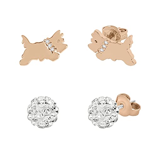 Radley Ladies 18ct Rose Gold Plated Clear Stone Set Fireball and Jumping Dog Twin Pack Earrings RYJ1314S