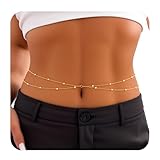Gold Waist Chain For Women,Adjustable Belly Chain Gold,African Waist Beads,Body Chains For Women,14K GoldPlated Belly Chains,Waterproof Sexy Bikini Satellite Bead Chain.