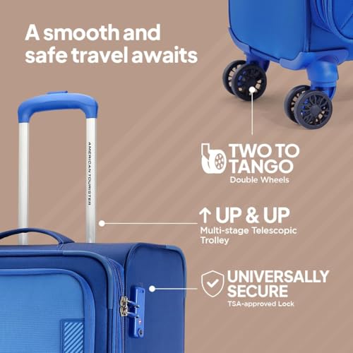 Image of American Tourister AMT MAJORIS +SP81CM Soft Side Luggage with TSA Lock, Complete Lining, Telescopic Trolly hande,8 Smooth Gliding Wheels and Tote Bag with 3 Years International Warranty