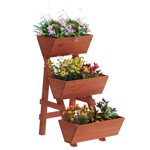 3-Tiers-Wooden-Raised-Garden-BedWood-Planter-Box-for-VegetableFlower-RackFlower-Pot-StandsIndoor-Outdoor-Gardening-Planting-Beds-Brick-red-Small 3 Tiers Wooden Raised Garden BedWood Planter Box for VegetableFlower RackFlower Pot StandsIndoor Outdoor Gardening Planting Beds Brick red Small