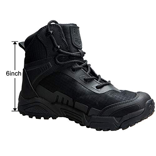 FREE SOLDIER Men's Waterproof Tactical Work Boots Lightweight Comfortable Combat Hiking Boots(BLACK 10)3