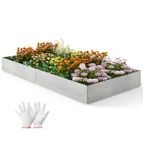 HAPPYGRILL 6-Pack Galvanized Metal Landscape Edging, 20 FT Garden Edging Border for Lawn Yard Pathway Sidewalk Patio Landscaping Area, No-Dig Tree Fence, 43.5