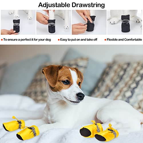 4 Sets 16 Pieces Waterproof Dog Shoes Rain Snow Boots Dog Paw Protectors Breathable Dog Winter Boots Anti Slip Dog Sock Shoes With Adjustable Drawstring For Dogs Pets (Small) #TOP5