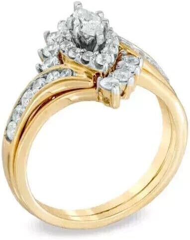 Finecreation_usa !! 2Ct Marquise Cut Lab Created Diamond Women's Wedding Ring 14K Yellow Gold Plated