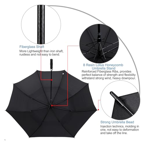 Image of G4Free 47 /54 /62 /68 Inch Automatic Open Golf Umbrella Oversize Extra Large Double Canopy Vented Windproof Waterproof Stick Umbrellas