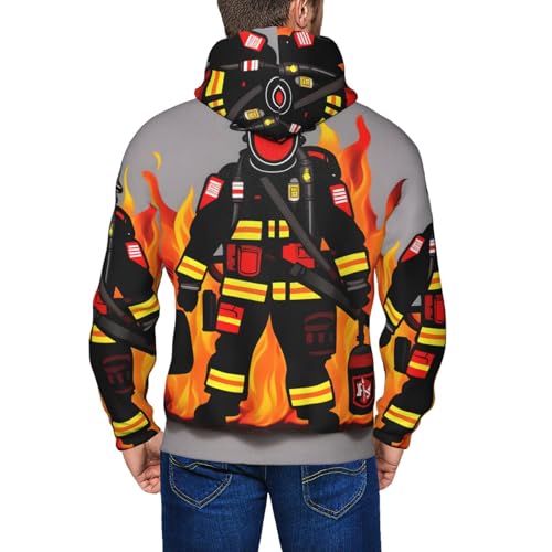 Pull à capuche homme imprimé pompier idéal pour les sorties du week-end - 3