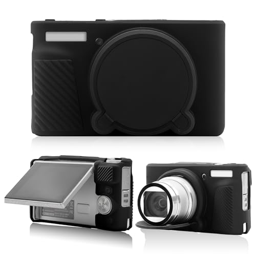 UIHRLM Silicone Protective Cover Compatible with Canon PowerShot SX740 SX730 - Ultra-Thin & Lightweight Camera Case with Removeable Lens Cover, Protective Case Accessories for Digital Camera (Black)