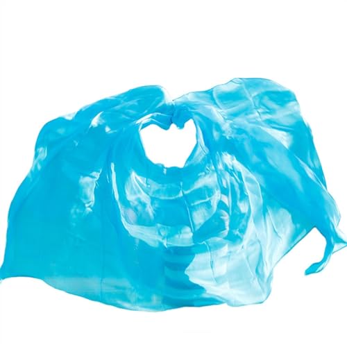 Belly Dance Silk Scarf Belly Dance Silk Veil Gradient Shawl Performance Scarf Hand Made Natural Real Silk Hand Thrown Adult Women.(Turquoise,250x114cm)