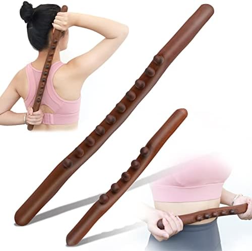 2PC Body Gua Sha Massage Stick, Lymphatic Drainage Massager, Wood Therapy Massage Tools for Body Shaping, Fascia Back Massager for Cellulite Remover, Sore Muscles and Back Pain, Body Sculpting Tools