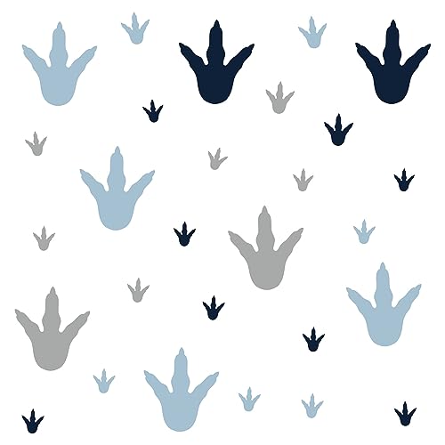 RoomMates RMK4103SCS Dinosaur Feet Tracks Peel and Stick Wall Decals, Blue, Gray