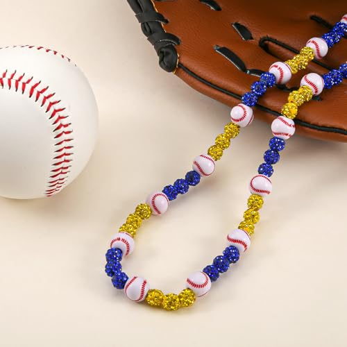 6 Pcs Bling Baseball Beaded Necklace Ice Collection Baseball Necklace Gifts for Baseball Team Lovers Fans3
