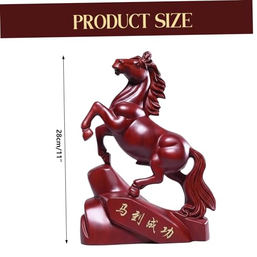 Statue de Cheval en Bois de 28 cm pour Décoration Feng Shui - 6