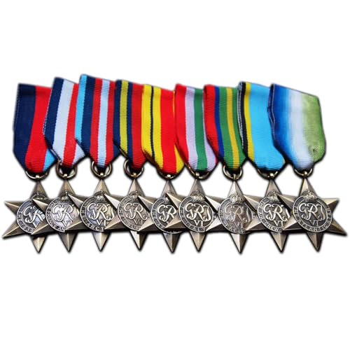 Trikoty 9x Campaign Star Military Medals Set World War 2 Collection 1939-45 Burma Africa Pacific Arctic Award WW2 Repro
