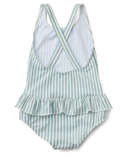 Image of Toddler Girls One Piece Swimsuits Crossback Backless Bathing Suit Whale Dolphin Shark Swimwear with Ruffle Butt UPF50+