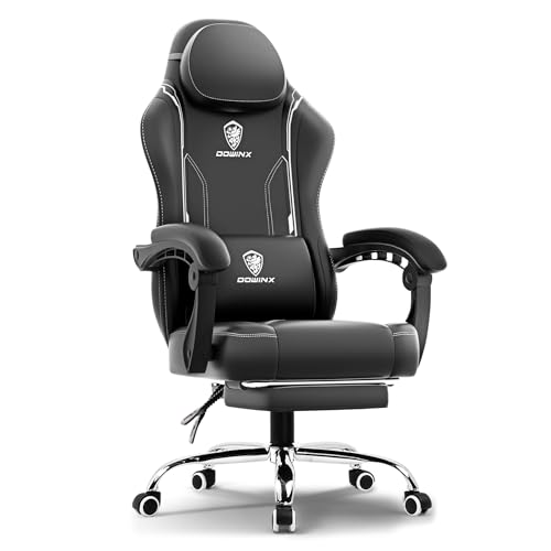 Dowinx Multi-Functional Ergonomic Gaming & Computer Chair – Massage Cushion, Premium PU Leather, Adjustable Neck & Lumbar Pillow for Back Support & Footrest, Home & Office Chair (Black) Dowinx Multi-Functional Ergonomic Gaming & Computer Chair – Massage Cushion, Premium PU Leather, Adjustable Neck & Lumbar Pillow for Back Support & Footrest, Home & Office Chair (Black)