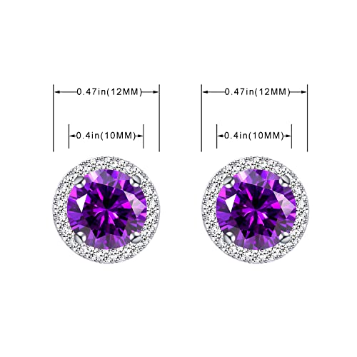 Yoqucol 10Mm Purple Cubic Zirconia Clip On Earrings Crystal Round Non Pierced Stud For Women Girls #TOP1