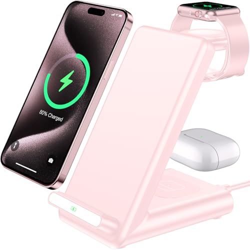 Wireless Charging Station,3 in 1 Charging Stand Made for Apple Watch Ultra 10 9 8 7 6 SE 5 4 3,Fast...