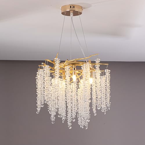 Upfelw Crystal Tree Branch Chandelier Gold D...
