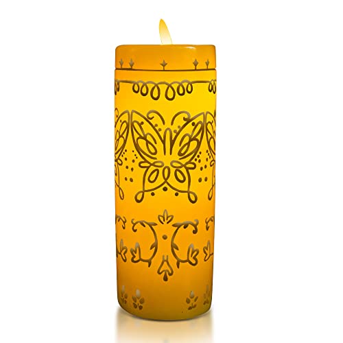 Ukonic Disney Encanto Alma's Miracle LED Flameless Candle Replica | Wax Pillar with Automatic Timer | Officially Licensed Collectible