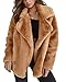 Onsoyours Veste Chaude Femme Hiver à Manches Longues Manteau Chic Blouson Chaud Revers Décontractée en Peluche Cardigan Doux Vestes en Fausse Fourrure Trench Brun M