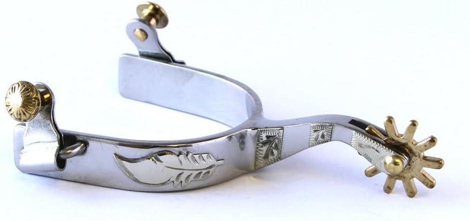 Colorado Saddlery The Eagle Feather Spurs for Men - Stainless Steel, Stylish Boot Spurs with 1" Ten Point Rowels - Perfect for Trail Riding, Horse Tack, Outfitting - Comes in a Pair