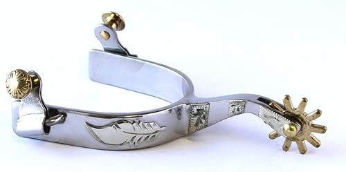 Colorado Saddlery The Eagle Feather Spurs for Men - Stainless Steel, Stylish Boot Spurs with 1