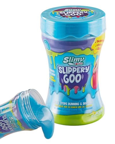 SLIMY Slippery GOO 300g - der glitschigste Slimy Slime Aller Zeiten | lustig fließender Spielschleim für Kinder, Spielspaß mit schillernd bunter Schleim Knete (ab 3 Jahren)