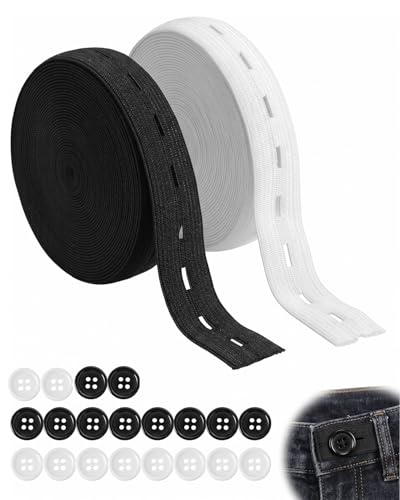 KAHZOR 2 Pezzi Set di Elastico con Fori 1,5cm, 5M