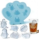 Fu Store Ice Cube Tray Shell Silicone Ice Cube Trays with Cute Marine Life Shapes Cubes Easy to Release Perfect for Freezer Home, Kitchen, Drinks, Cocktail, Coffee, Chocolate Mold (Blue)