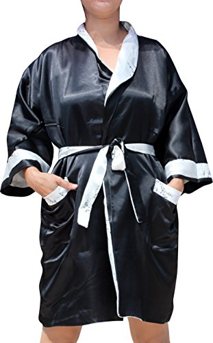 Full Funk Brand Reversible Thick Thai Silk Unisex Gown with Dragon Embroidery, Small, Magnolia