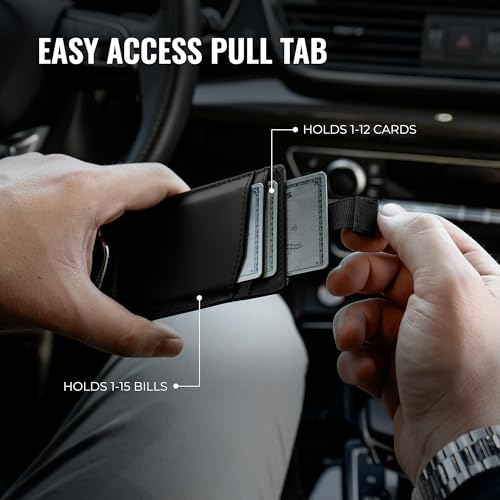 Kingly Trace Airtag Wallet for Men - Smart RFID Blocking Leather Wallet with Airtag Holder & Money Clip - Minimalist Trackable Design with Pull Tab - Secure Wallets4